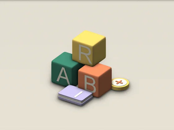 Letter blocks and a reference book, illustrating the vocabulary of Roblox.