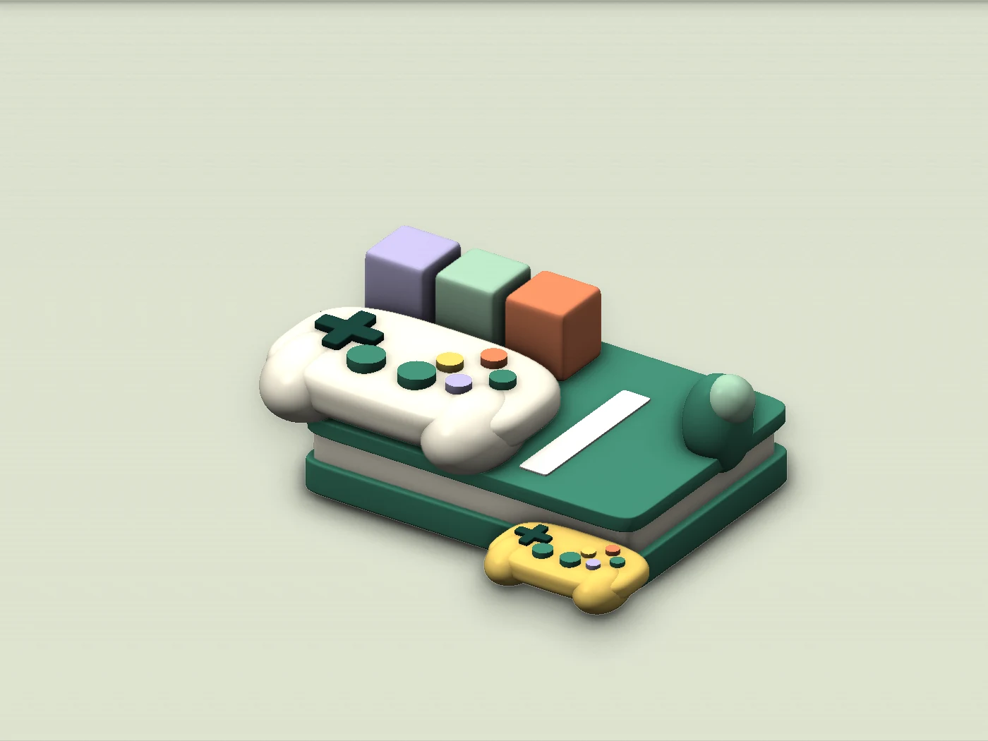 Two differently sized controllers and a notebook, illustrating a family conversation about play.