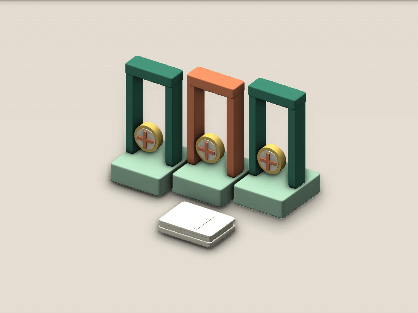 Three illustrated gates and a guidebook, representing different kinds of game access.