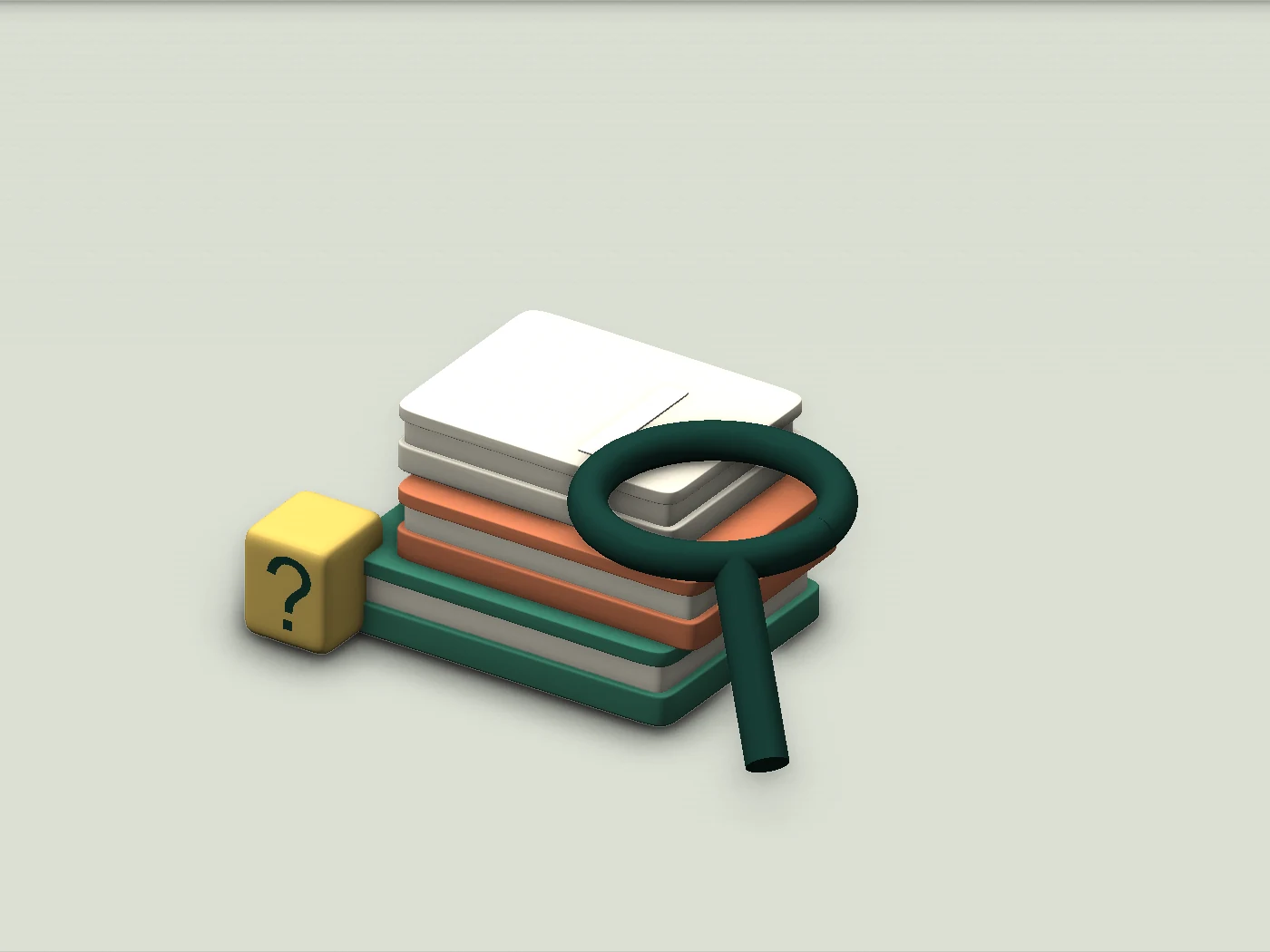Stacked reference books and a magnifying glass, illustrating a check of original sources.